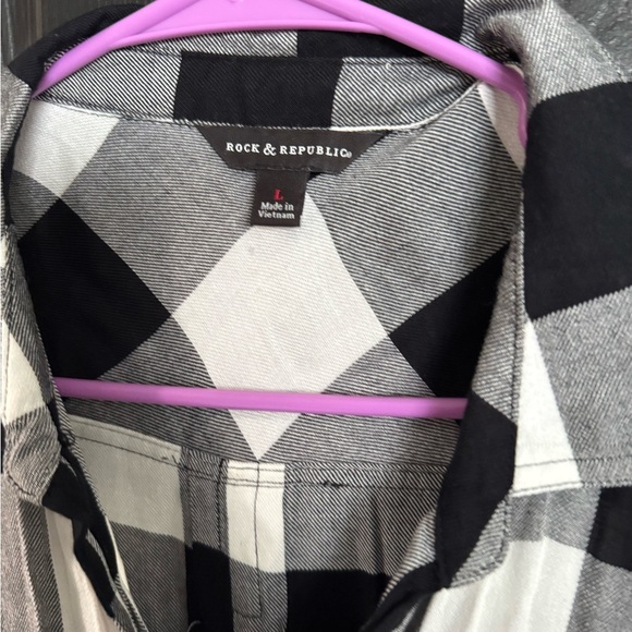 Rock & Republic Monochrome Checkered Button Down Shirt - Picture 2 of 3